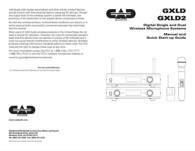 Page 1 de la notice Manuel utilisateur CAD Audio GXLD2