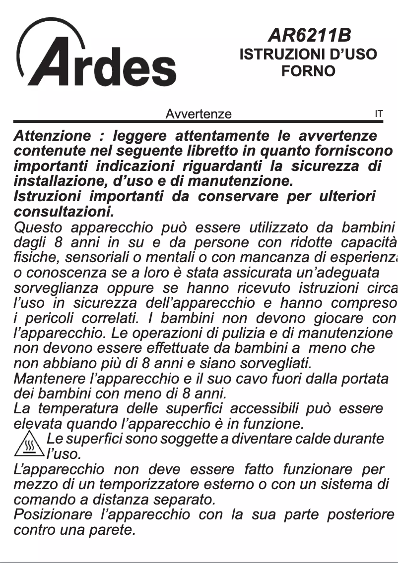 Página 1 del manual Manual de usuario Ardes AR6211B