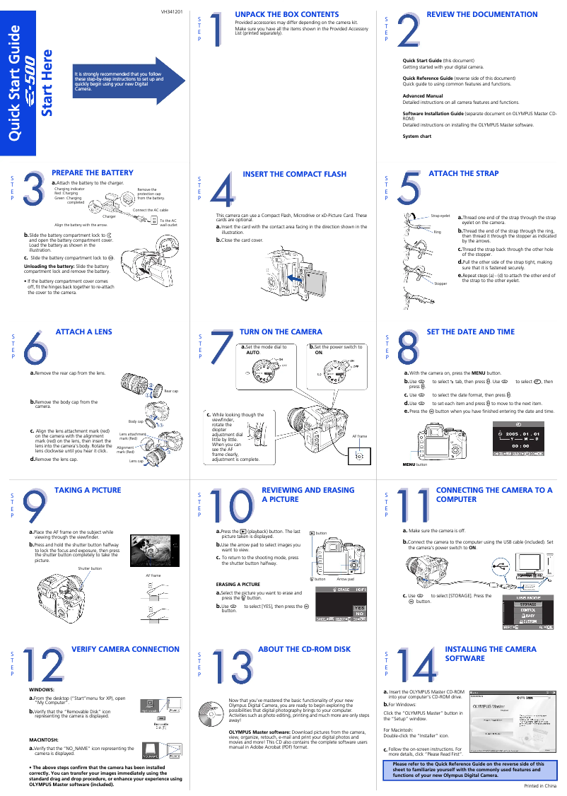 Page n°1 - Guide de démarrage rapide Olympus E-500