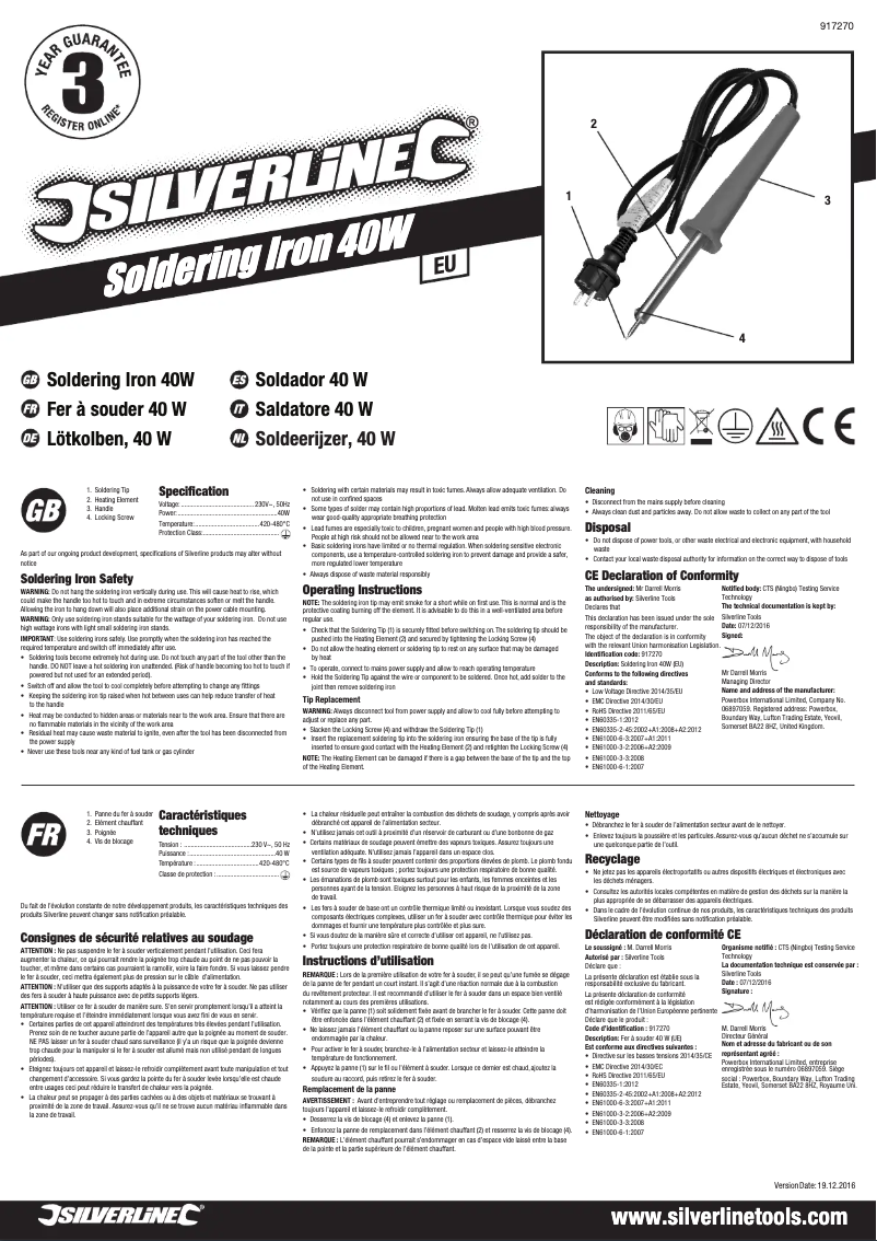 Page n°1 - Manuel utilisateur Silverline 917270