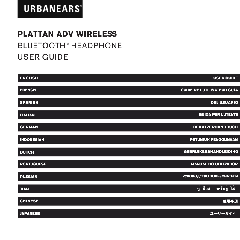 Page 1 de la notice Manuel utilisateur Urbanears Plattan ADV