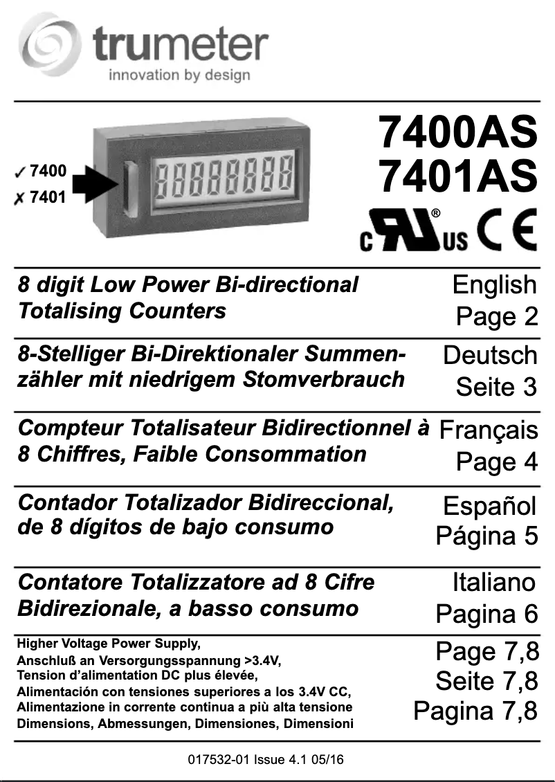 Imagen de la primera página del manual del dispositivo 7400AS