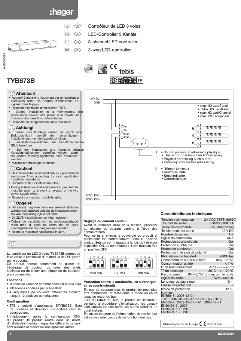 Page n°1 - Manuel utilisateur Hager TYB673B