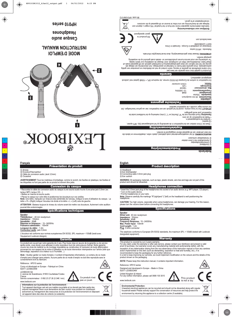 Image de la première page du manuel de l'appareil Disney Cars