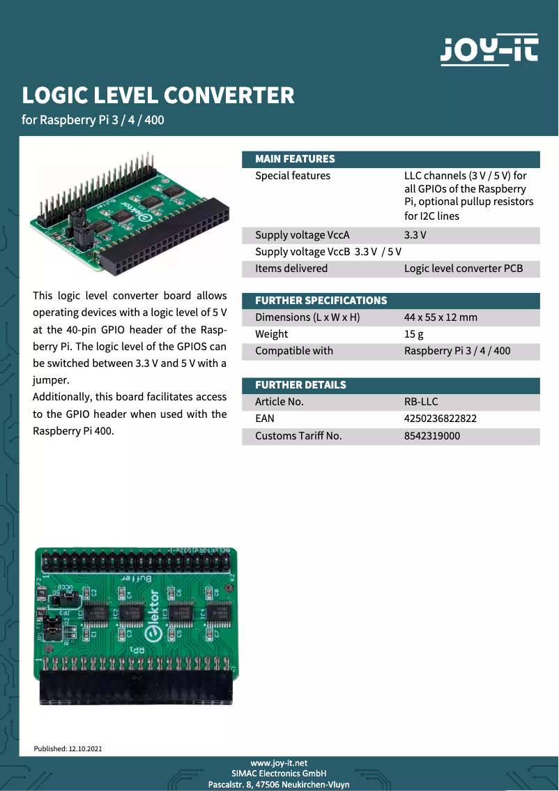Imagen de la primera página del manual del dispositivo RB-LLC