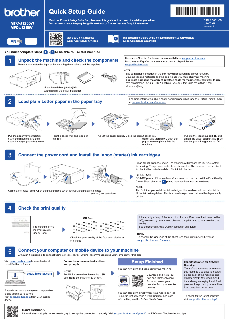 Image de la première page du manuel de l'appareil MFC-J1215W
