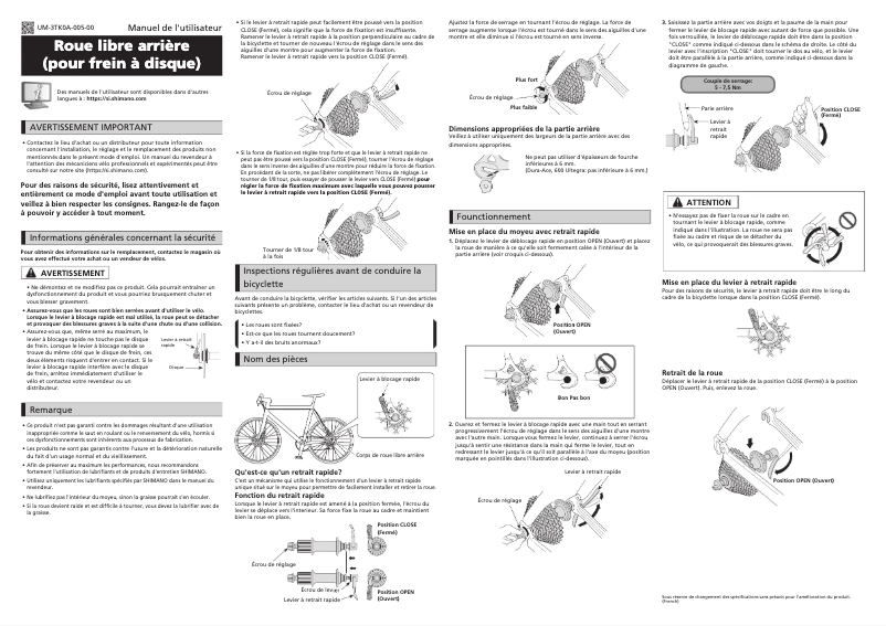 Página 1 del manual Manual de usuario Shimano FH-M4050