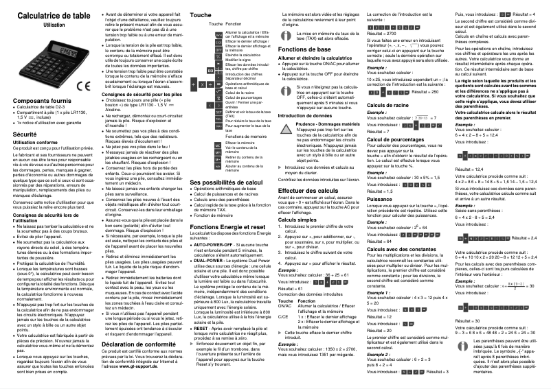 Page n°1 - Manuel utilisateur GlobalTronics D2-3