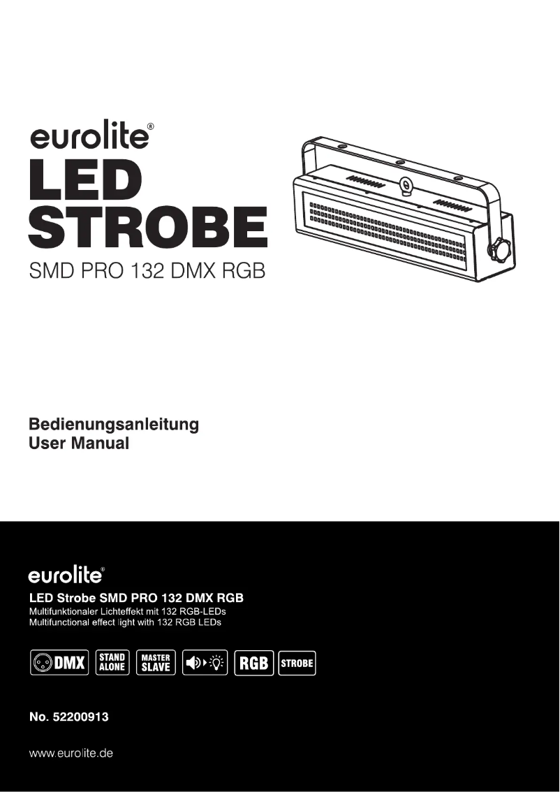 Image de la première page du manuel de l'appareil LED Strobe SMD PRO 132 DMX RGB