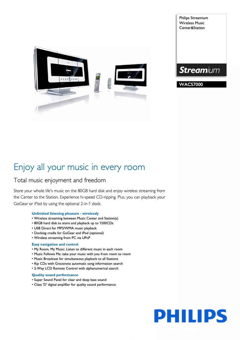Page 1 of the manual Brochure Philips WACS7000