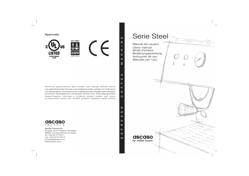 Page 1 de la notice Manuel utilisateur Ascaso Steel Duo Pro