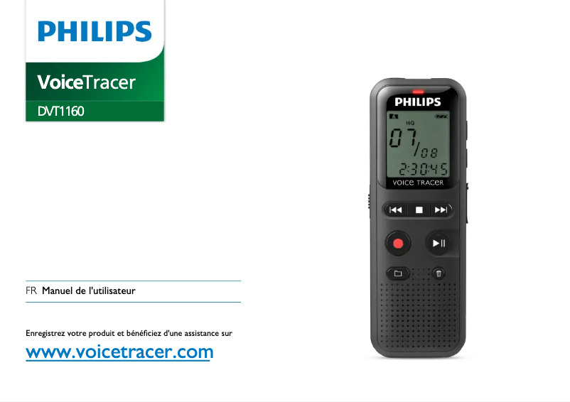 Page 1 de la notice Manuel utilisateur Philips VoiceTracer DVT1160