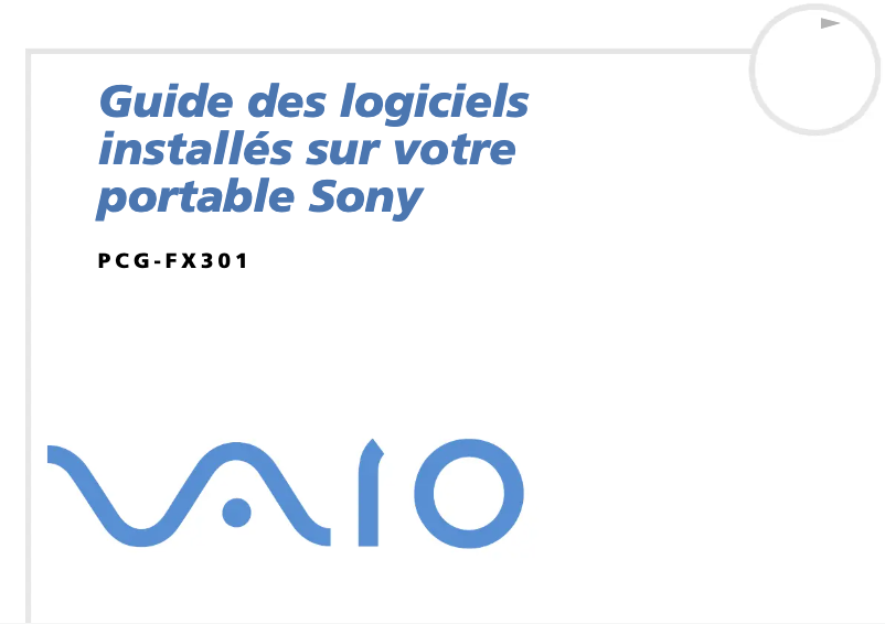 Image de la première page du manuel de l'appareil Vaio PCG-FX301