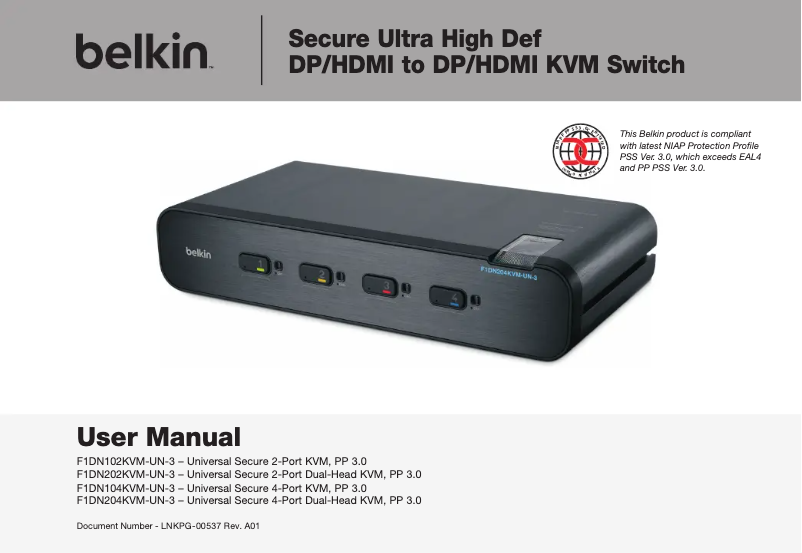 Page 1 de la notice Manuel utilisateur Belkin F1DN204KVM-UN-3