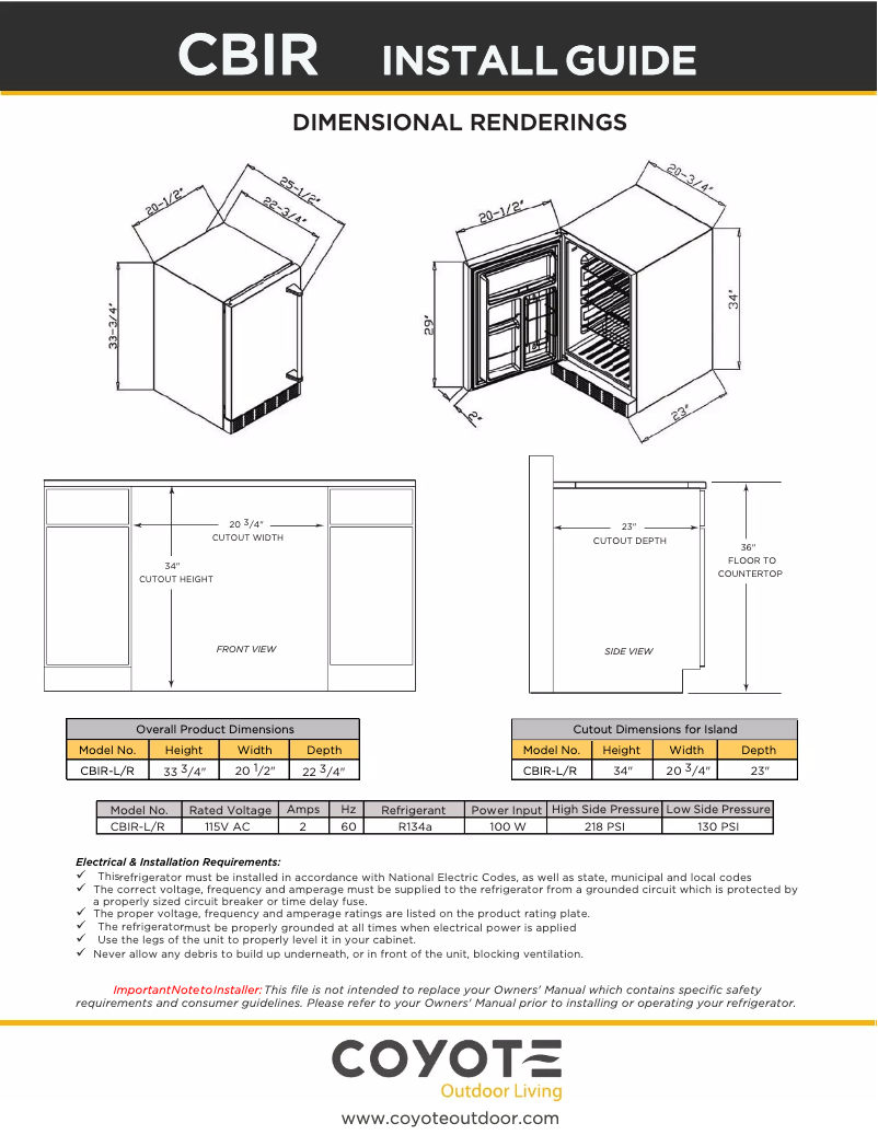 Page 1 de la notice Guide d'installation Coyote CBIR-R