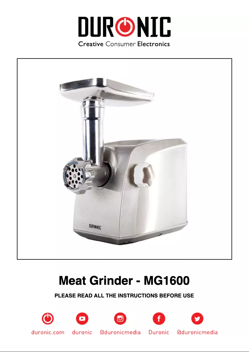 Page 1 de la notice Manuel utilisateur Duronic MG1600