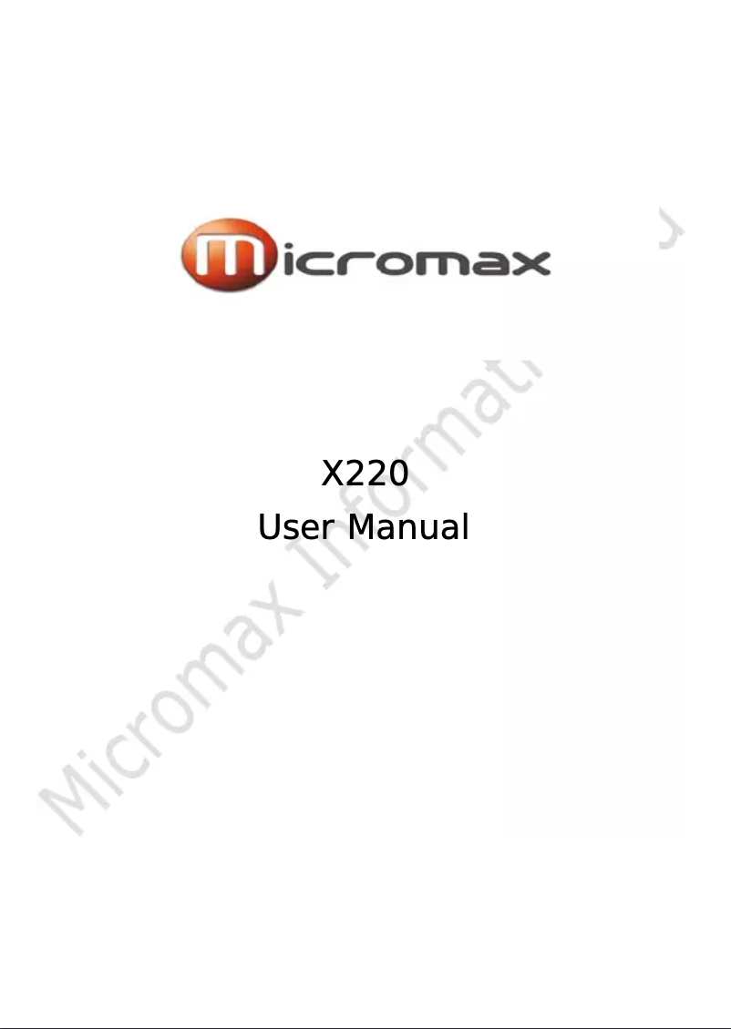 Page 1 de la notice Manuel utilisateur Micromax X220