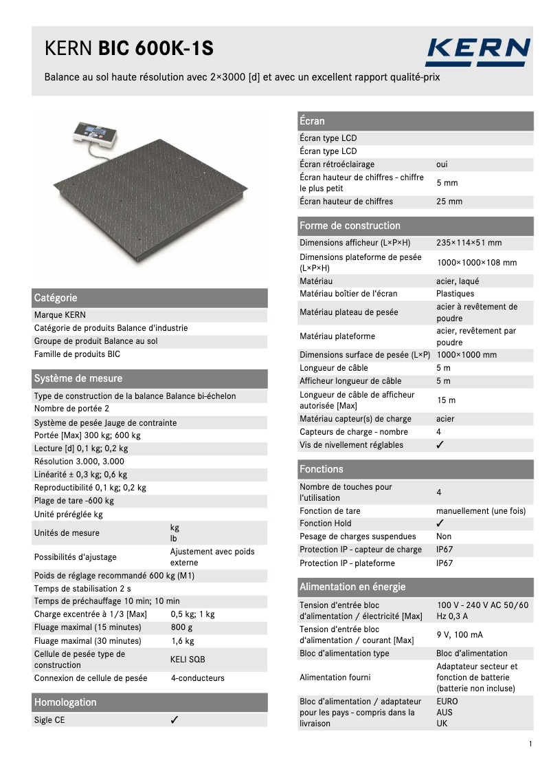 Image de la première page du manuel de l'appareil BIC 600K-1S