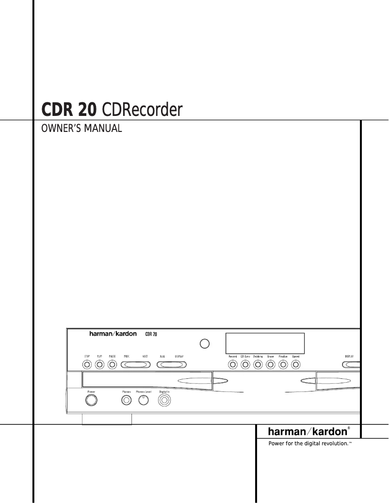 Página 1 del manual Manual de usuario Harman Kardon CDR 20