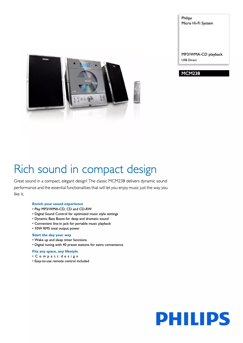 Image de la première page du manuel de l'appareil MCM238