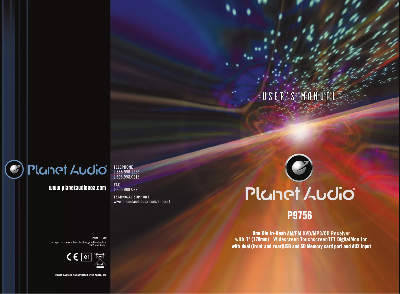 Page 1 de la notice Manuel utilisateur Planet Audio P9756