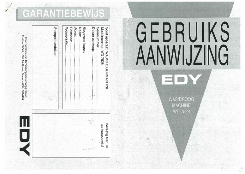 Page 1 de la notice Manuel utilisateur Edy WD 7528