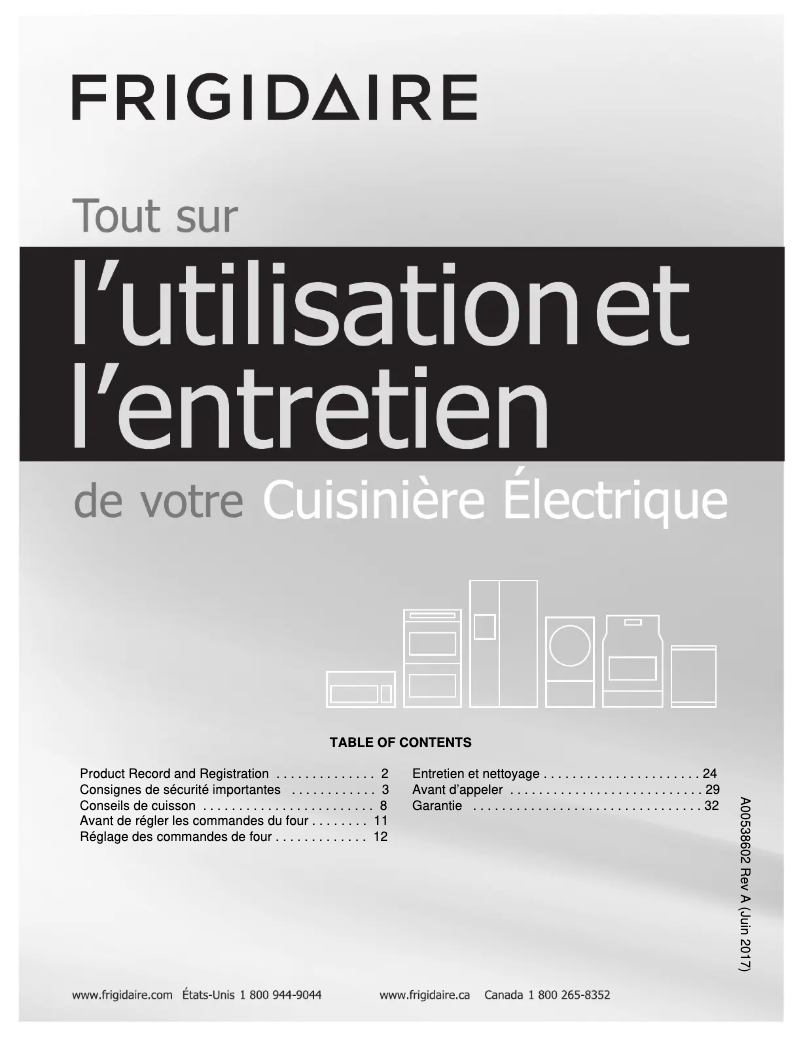 Page n°1 - Manuel utilisateur Frigidaire FFET3026TD