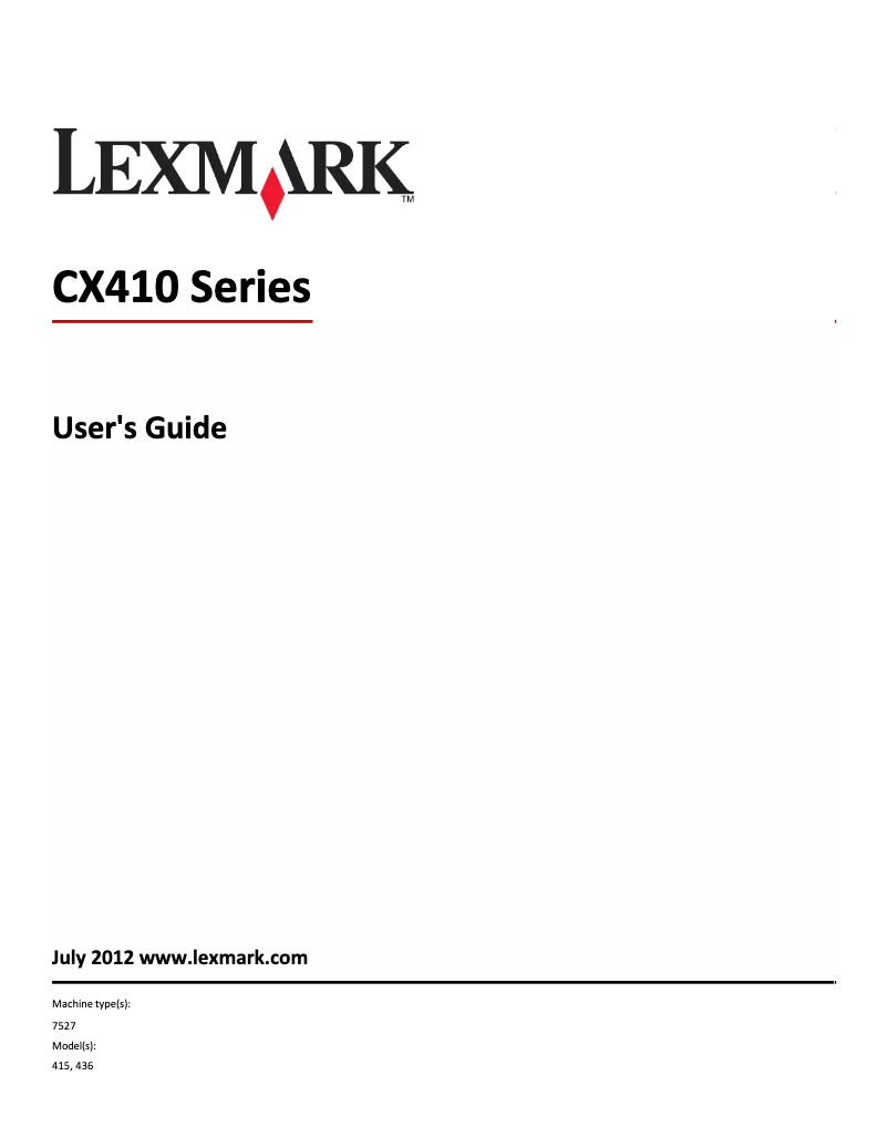 Page 1 de la notice Manuel utilisateur Lexmark CX410dte