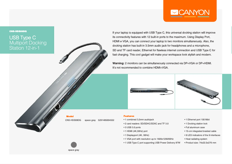 Page 1 de la notice Manuel utilisateur Canyon CNS-HDS09DG