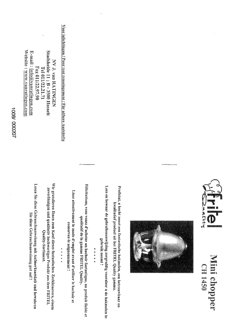 Página 1 del manual Manual de usuario Fritel CH 1450