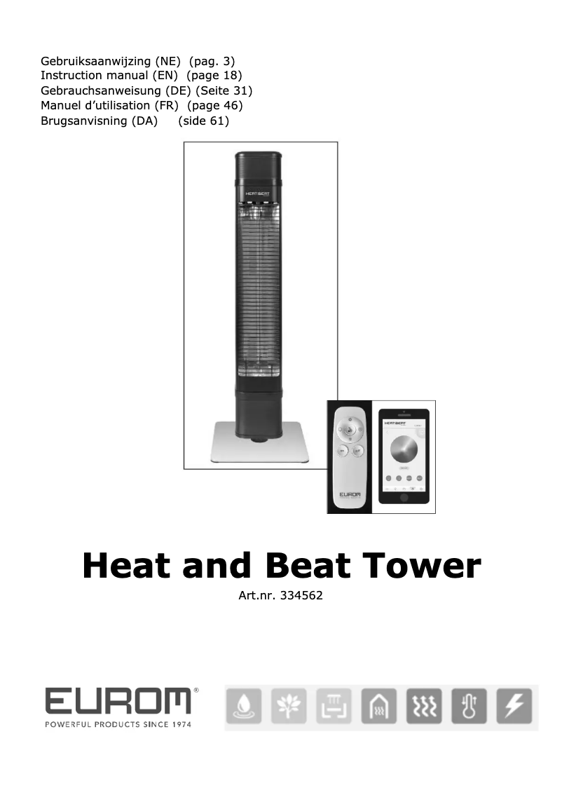 Page n°1 - Manuel utilisateur Eurom Heat and Beat Tower