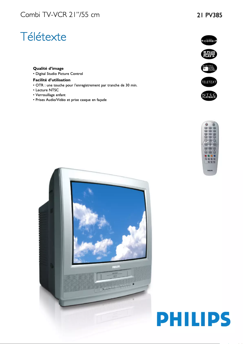 Page 1 de la notice Fiche technique Philips 21PV385