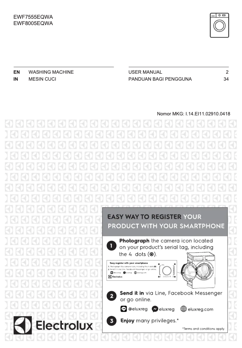 Page 1 de la notice Manuel utilisateur Electrolux EWF7555EQWA
