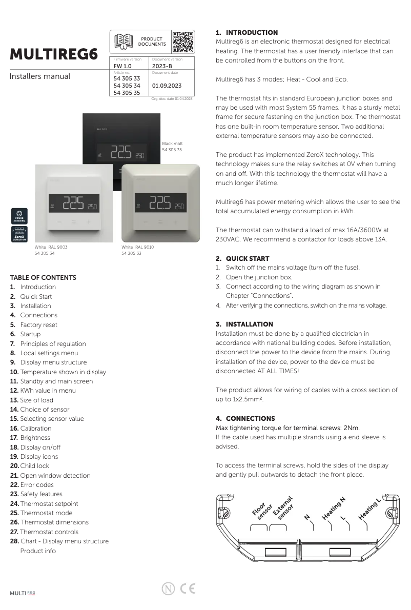 Page n°1 - Manuel utilisateur Heatit MULTIREG6