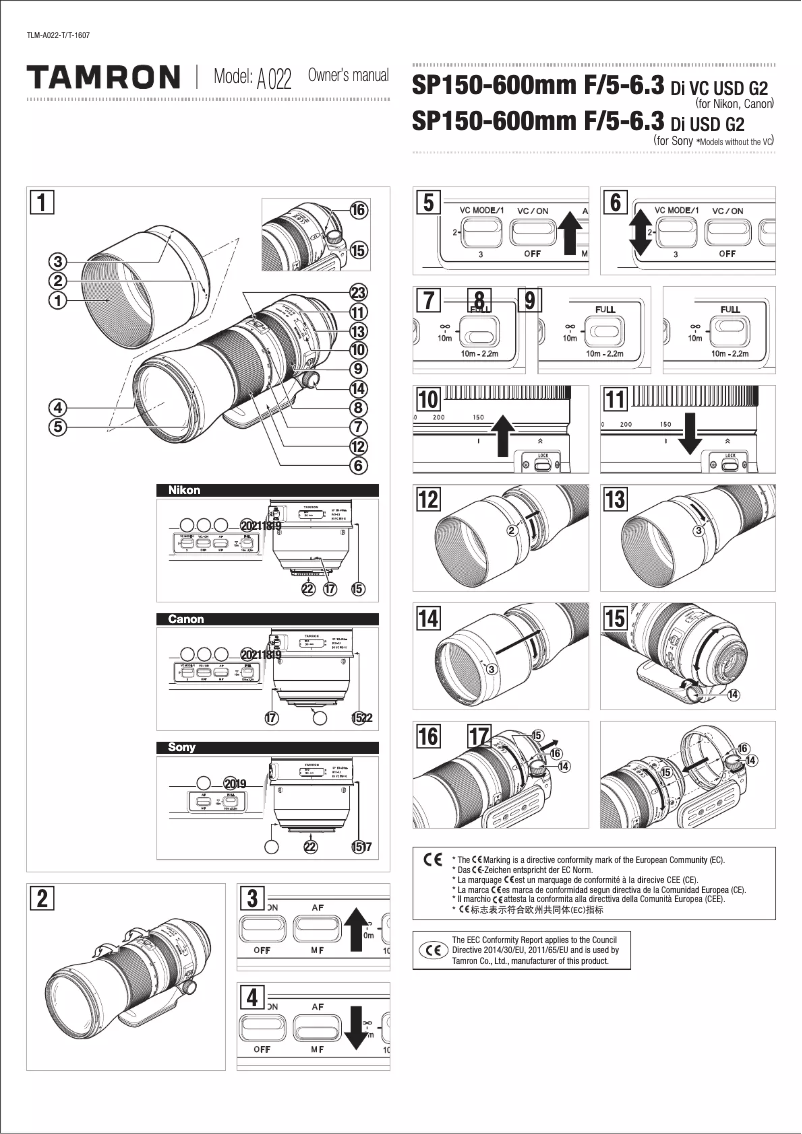 Página 1 del manual Manual de usuario Tamron 150-600mm f/5-6.3 Di VC USD G2 Nikon
