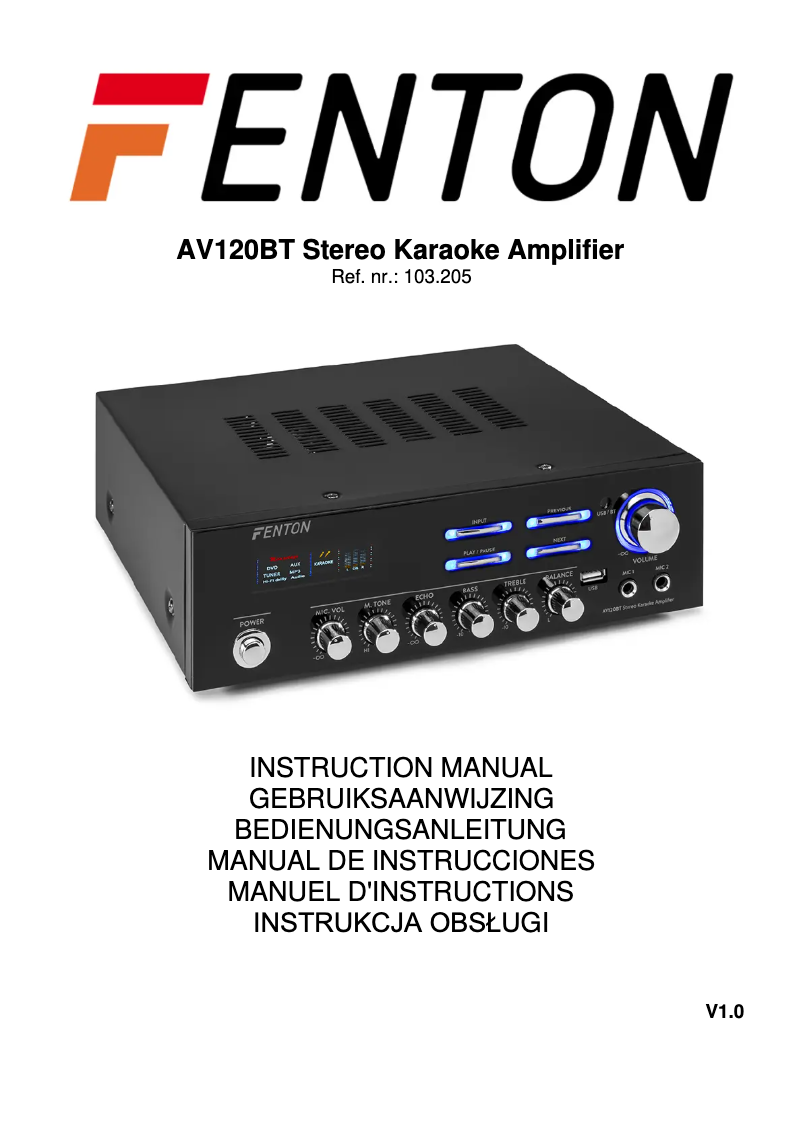 Page 1 de la notice Manuel utilisateur Fenton AV120BT