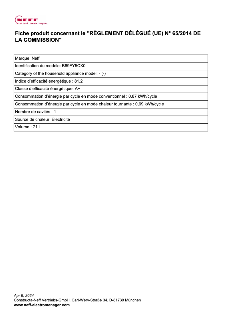 Image de la première page du manuel de l'appareil B69FY5CX0