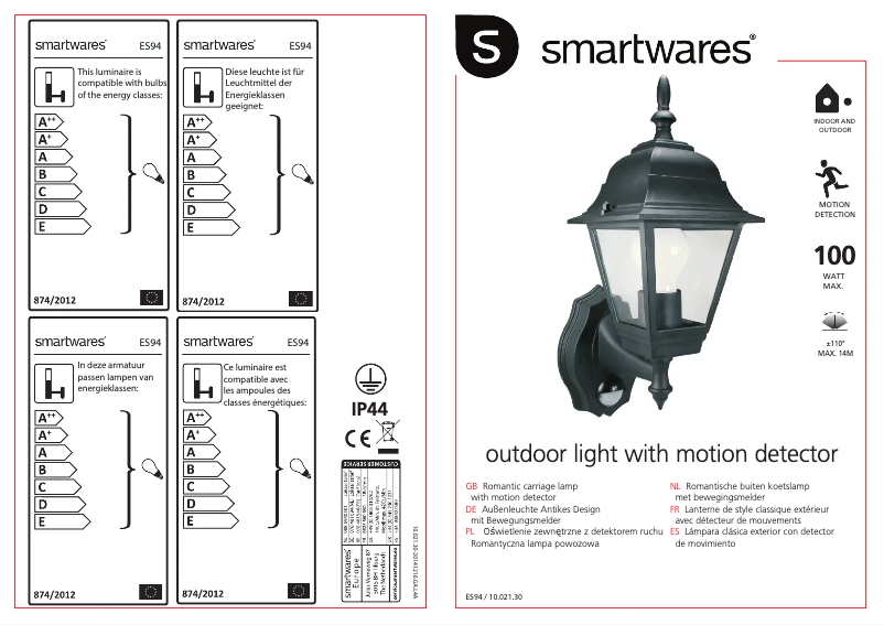 Page 1 de la notice Manuel utilisateur Smartwares 10.021.30