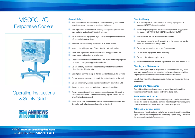 Page 1 de la notice Manuel utilisateur Andrews M3000 L-C