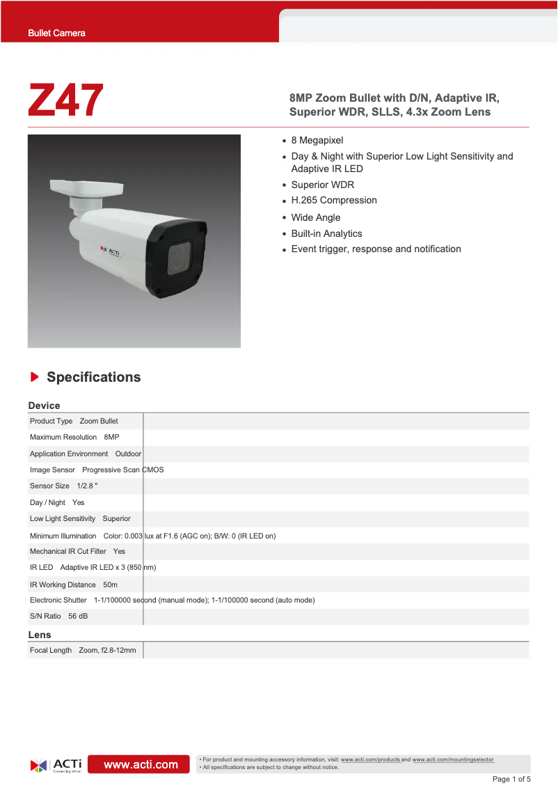 Image de la première page du manuel de l'appareil Z47