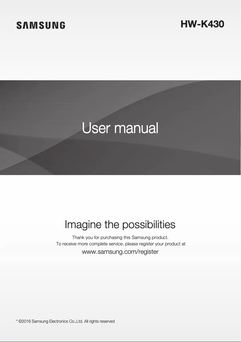 Page 1 de la notice Manuel utilisateur Samsung HW-K430