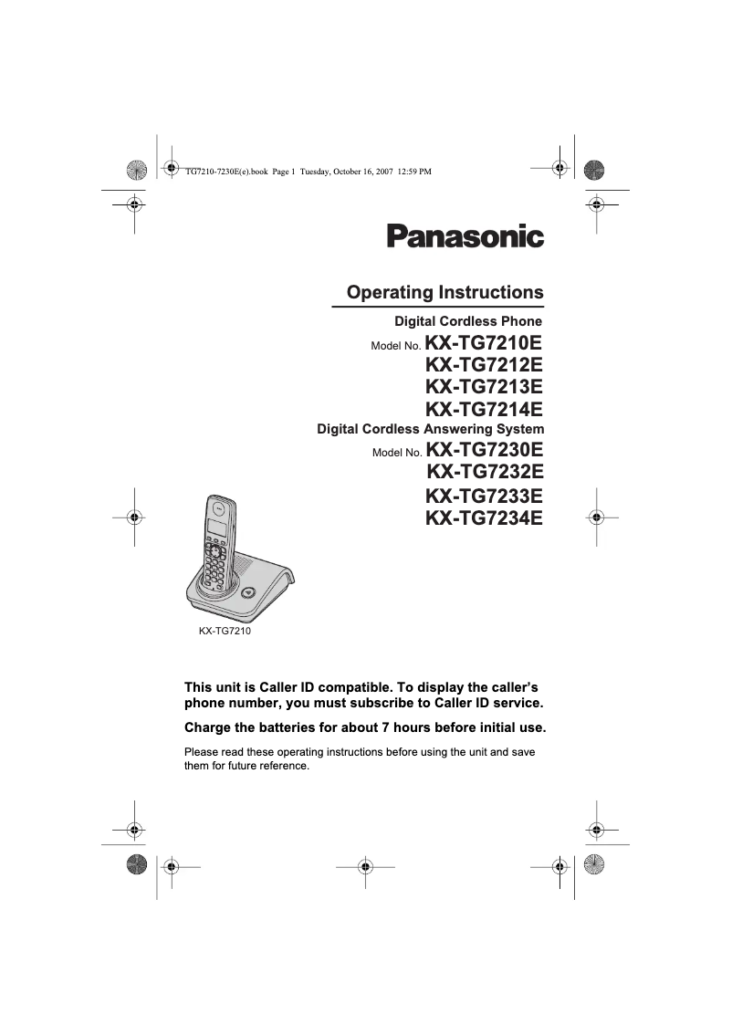 Página 1 del manual Manual de usuario Panasonic KX-TG7210E