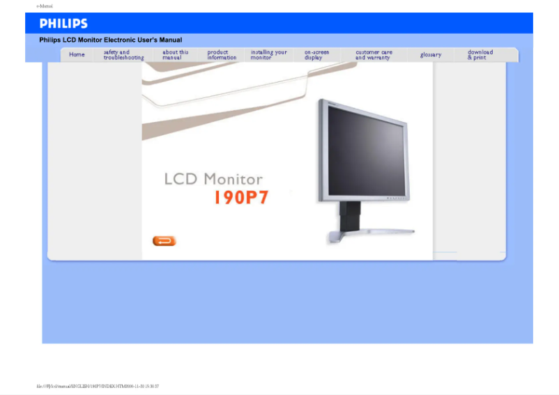 Page n°1 - Manuel utilisateur Philips Brilliance 190P7EG