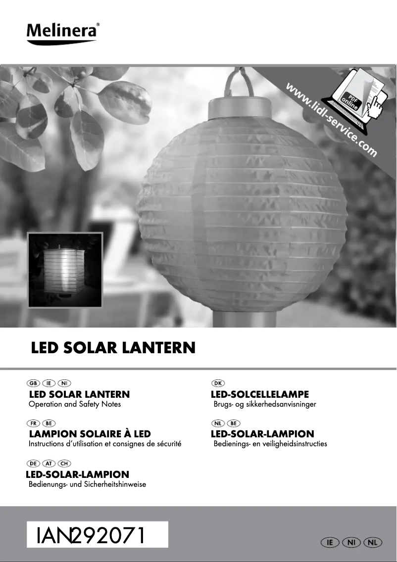 Page 1 de la notice Manuel utilisateur Melinera IAN 292071