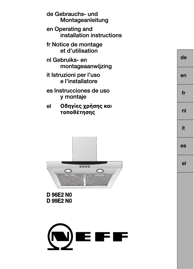 Page n°1 - Manuel utilisateur Neff DEE 29 A D96E2