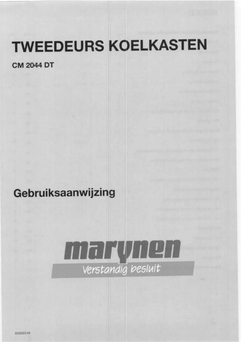 Page n°1 - Manuel utilisateur Marijnen CM 2044 DT