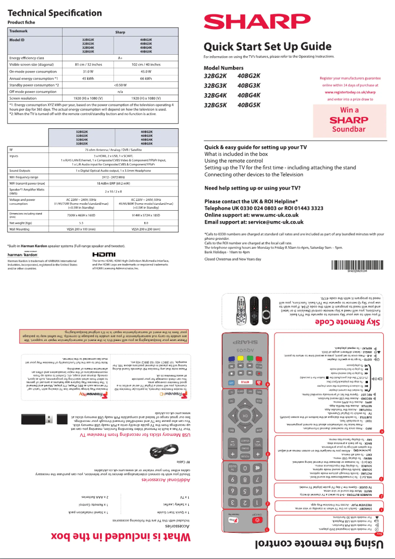 Page 1 de la notice Guide de démarrage rapide Sharp 32BG3K