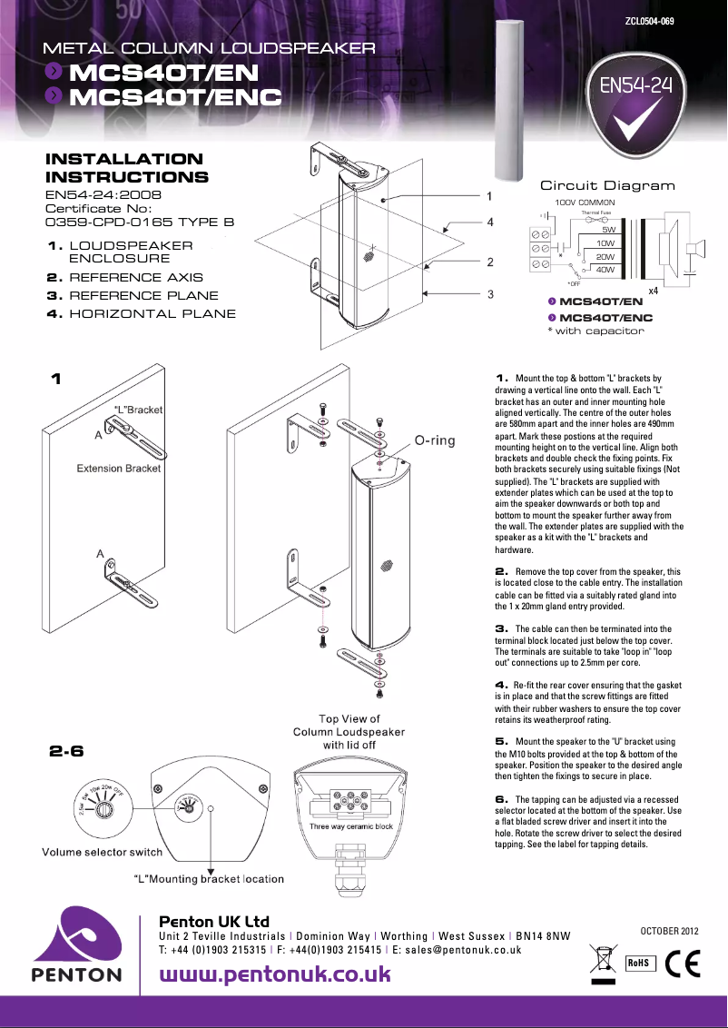 Page n°1 - Manuel utilisateur Penton MCS40T/ENC