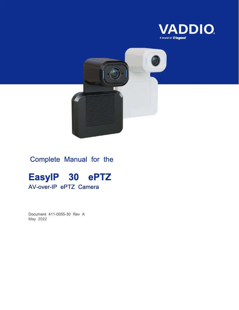 Page 1 de la notice Manuel utilisateur Vaddio EasyIP 30 ePTZ