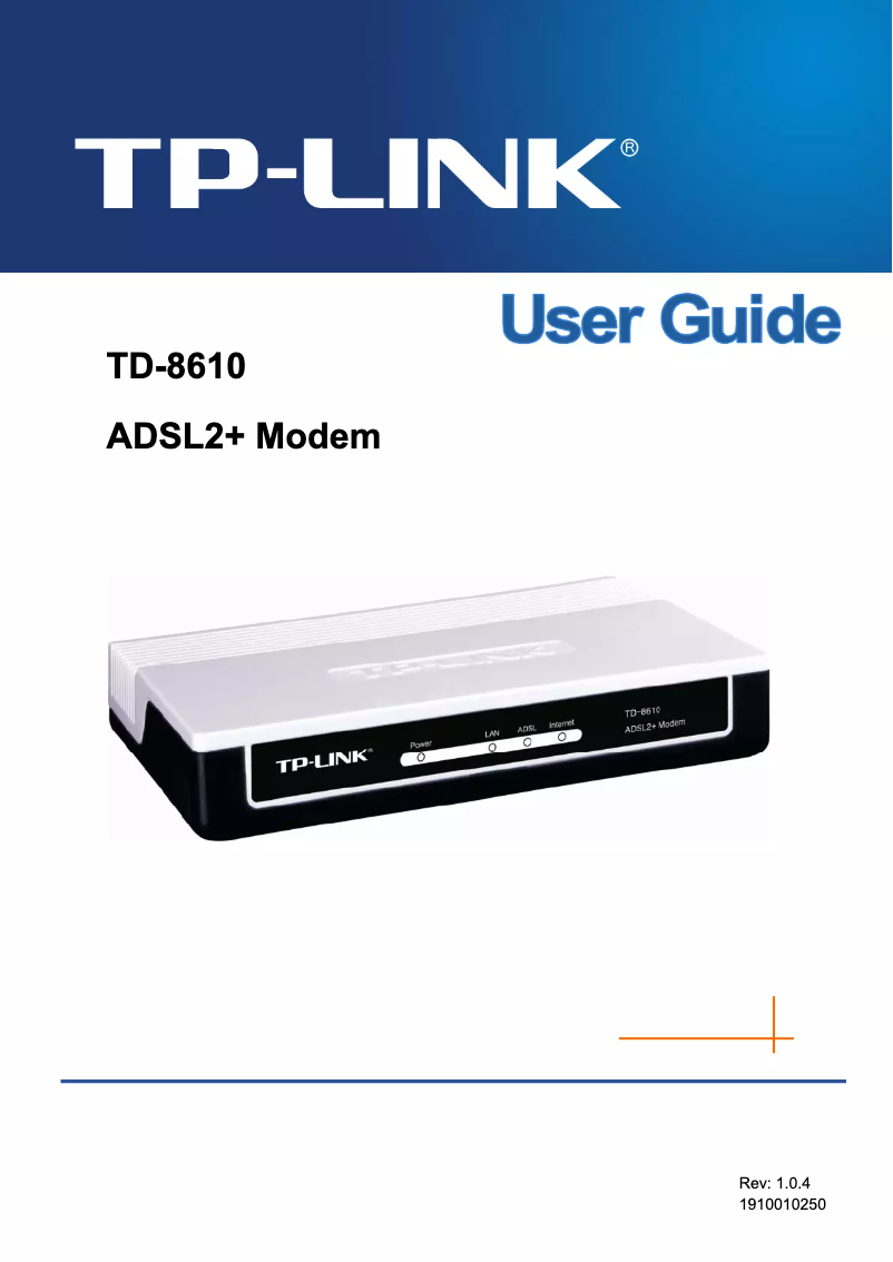 Page n°1 - Manuel utilisateur TP-Link TD-8610